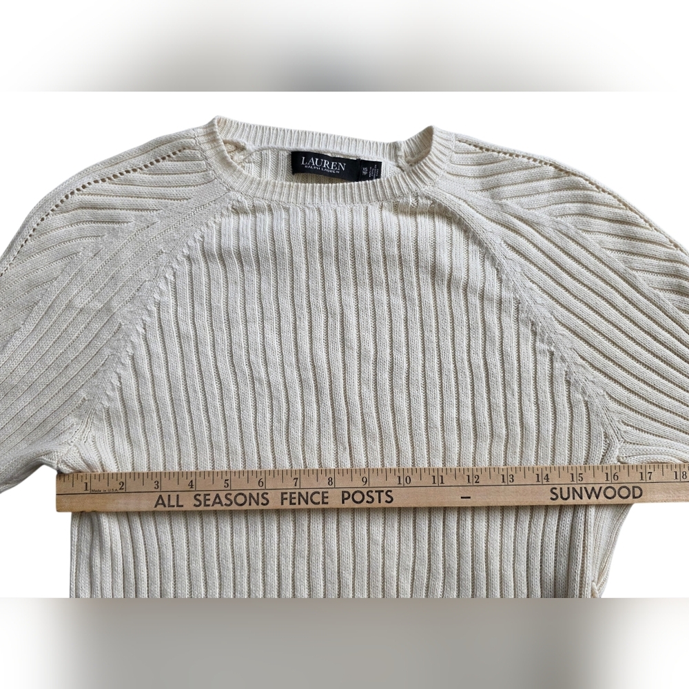 Lauren Ralph Lauren XS  Lace Up Ribbed Knit Sweater Boho Extra Small - Picture 6 of 8